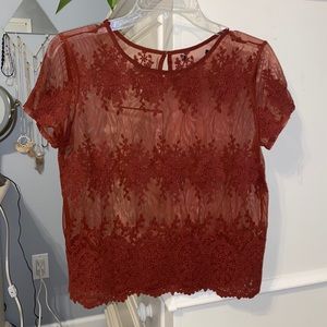 Forever 21 embroidered mesh top